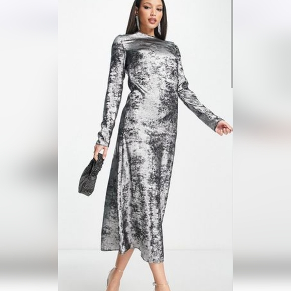 NWT River Island Tall Slip Metallic Dress - Picture 1 of 1